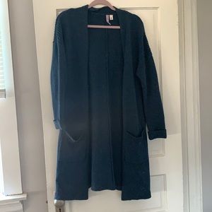 Long blue cardigan